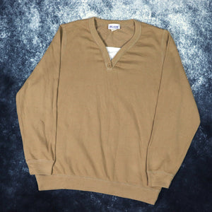 Vintage 90s Brown Blair V Neck Sweatshirt | Large