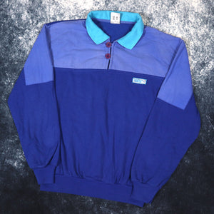 Vintage 90s Blue Puma Colour Block Collared Sweatshirt | XS