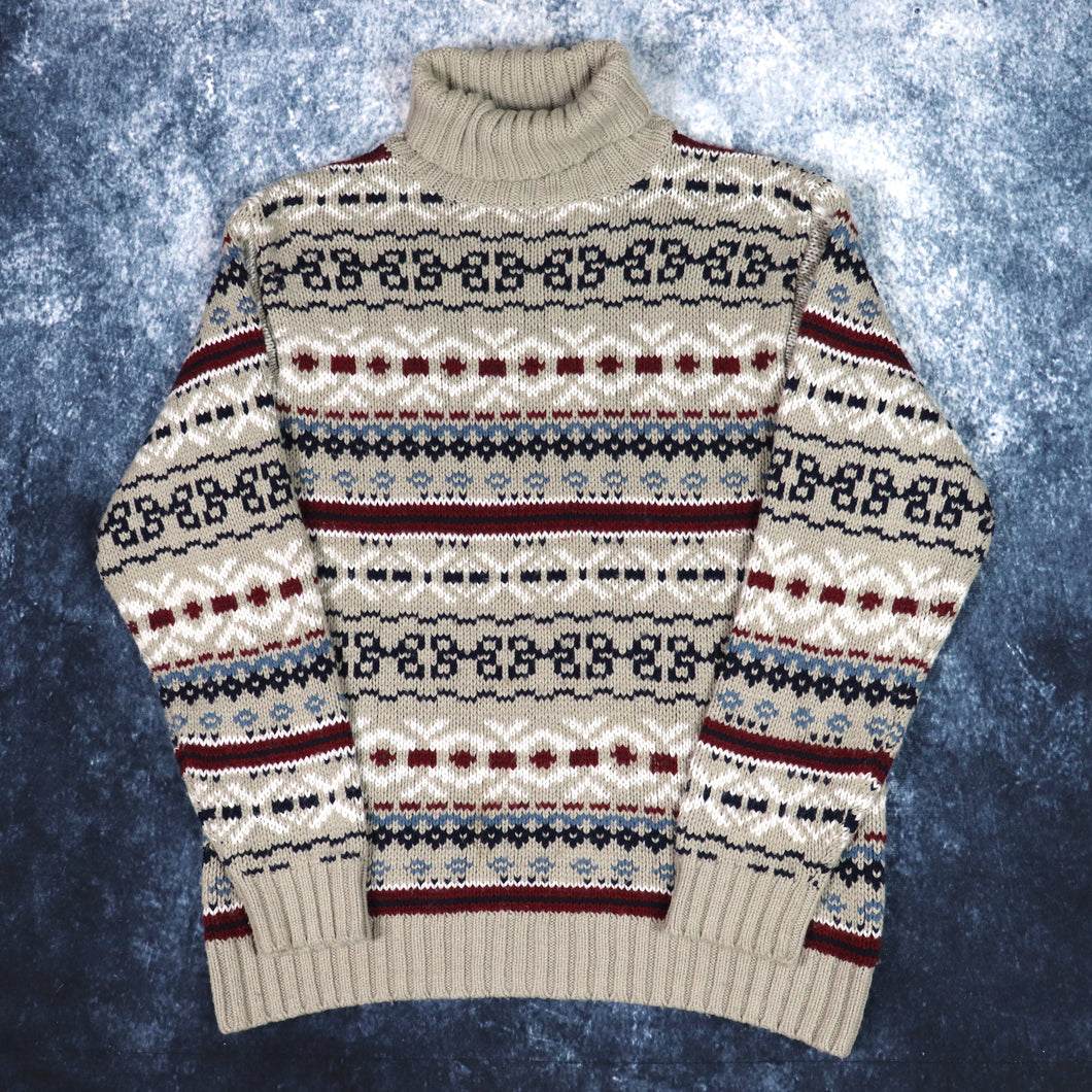 Vintage Aztec Turtle Neck Grandad Jumper | Large