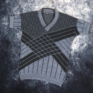 Vintage Baby Blue & Navy V Neck Sweater Vest | Small