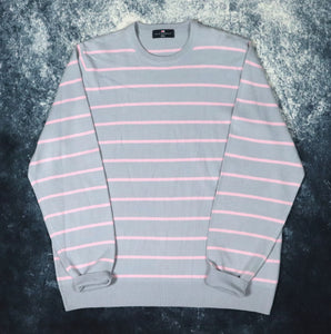 Vintage Baby Blue & Pink Stripy Jumper | Large