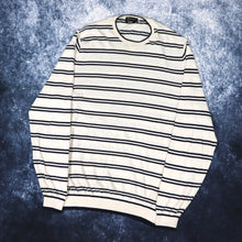 Load image into Gallery viewer, Vintage Beige &amp; Navy Stripy Massimo Dutti Light Knit Jumper | XS
