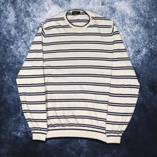 Load image into Gallery viewer, Vintage Beige &amp; Navy Stripy Massimo Dutti Light Knit Jumper | XS
