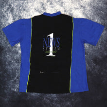 Load image into Gallery viewer, Vintage Black &amp; Blue 1/4 Zip Cycling T Shirt | Large
