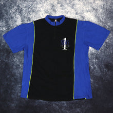 Load image into Gallery viewer, Vintage Black &amp; Blue 1/4 Zip Cycling T Shirt | Large
