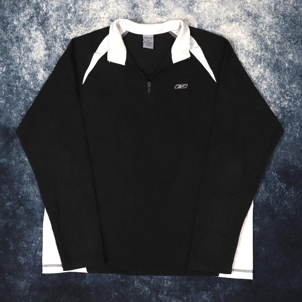 Vintage Black & White Reebok 1/4 Zip Fleece | XL