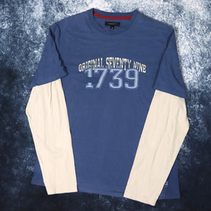 Vintage Blue & Beige 1739 Long Sleeve T Shirt | Medium