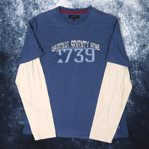 Vintage Blue & Beige 1739 Long Sleeve T Shirt | Medium