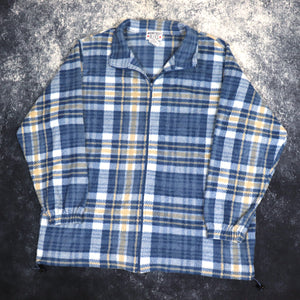 Vintage Blue & Beige Tartan Fleece Jacket | XL