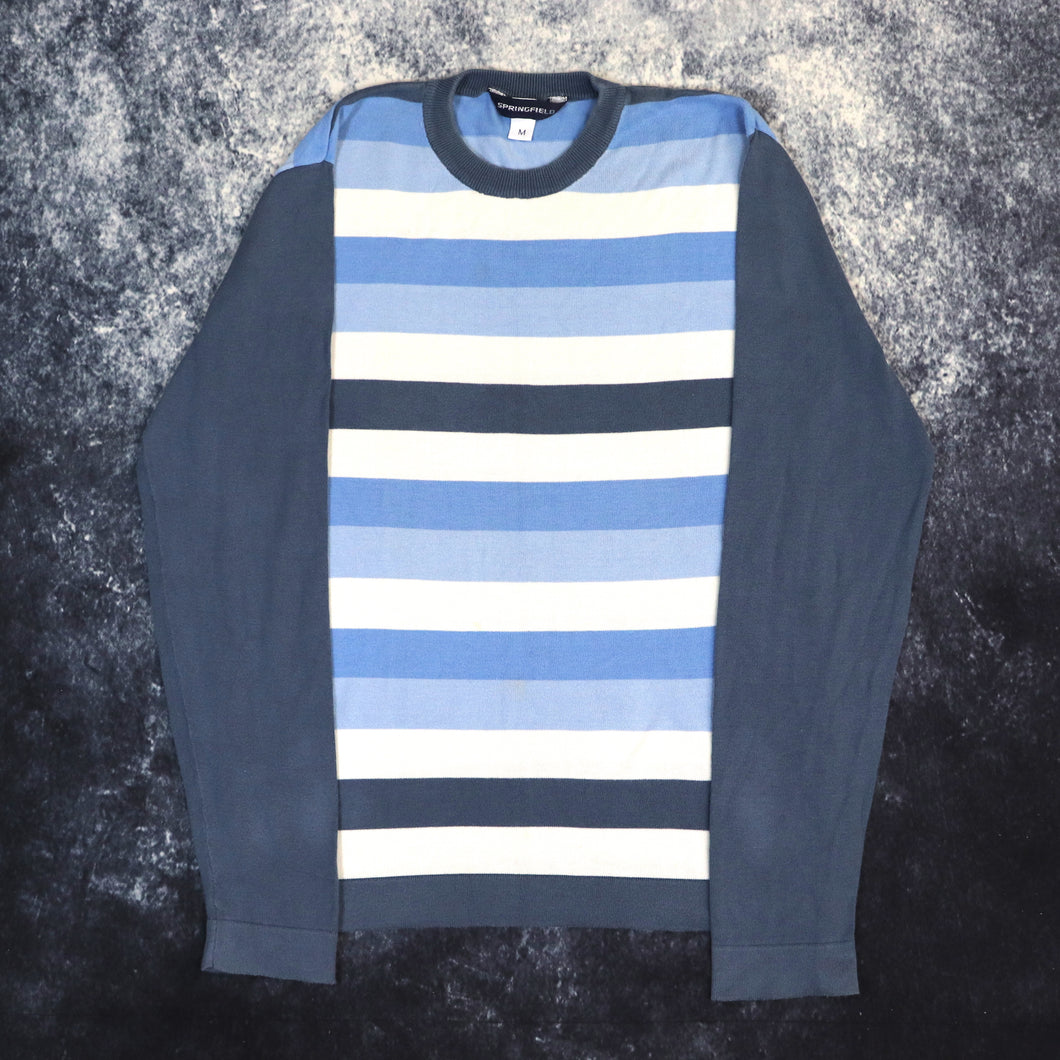Vintage Blue & White Stripy Jumper | Medium