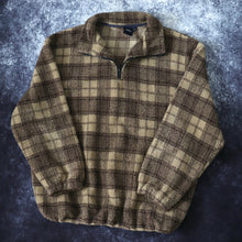 Load image into Gallery viewer, Vintage Brown Plaid Cotton Traders 1/4 Zip Sherpa Fleece | 3XL
