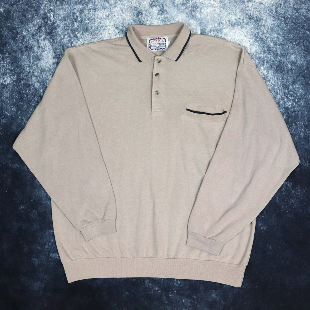 Vintage 90s Brown Rough Trade Polo Sweatshirt | XL