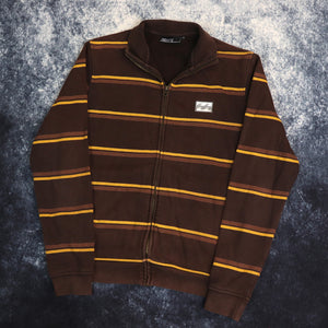 Vintage Brown & Yellow Stripy Billabong Zip Up Sweatshirt | Small