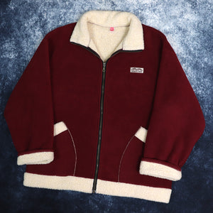 Vintage Burgundy & Beige Antartic Wear Sherpa Fleece Jacket | XXL