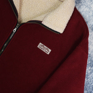 Vintage Burgundy & Beige Antartic Wear Sherpa Fleece Jacket | XXL