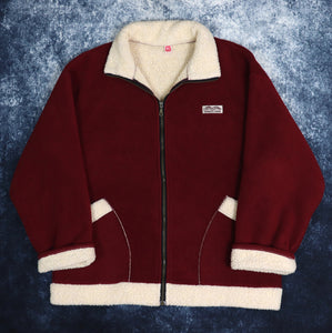 Vintage Burgundy & Beige Antartic Wear Sherpa Fleece Jacket | XXL