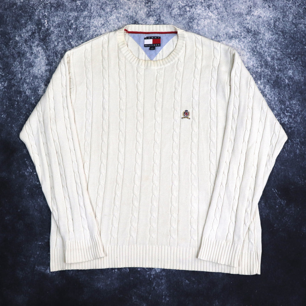 Vintage Cream Tommy Hilfiger Jumper | Large