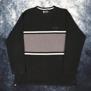 Vintage Faded Black Grey & White Ralph Lauren Chaps Long Sleeve T Shirt | XL