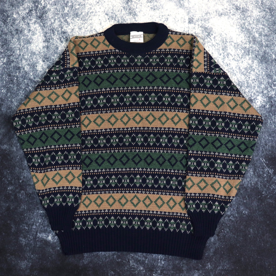 Vintage Geometric Grandad Jumper | Small