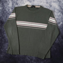 Load image into Gallery viewer, Vintage Green Beige White Stripy Cutting Edge Jumper | Medium

