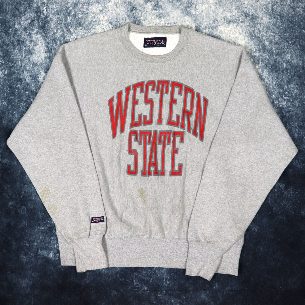 Vintage Grey Western State Jansport Sweatshirt | XL