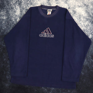 Vintage Navy Adidas Fleece Sweatshirt | Large