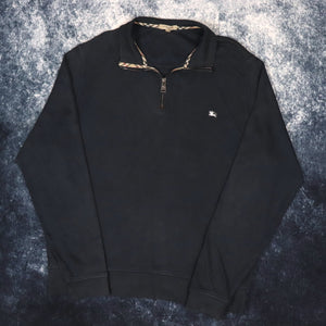 Vintage Navy Burberry 1/4 Zip Sweatshirt | XL