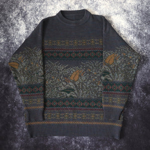 Vintage Navy Fair Isle Grandad Jumper | Large