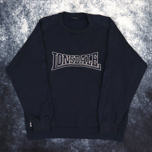 Vintage Navy Lonsdale Spell Out Sweatshirt | XL