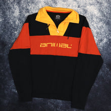 Load image into Gallery viewer, Vintage Navy Orange &amp; Yellow Animal 1/4 Zip Sweatshirt | Small
