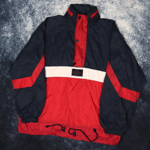 Vintage Navy Red & White Half Zip Colour Block Windbreaker Jacket | XL