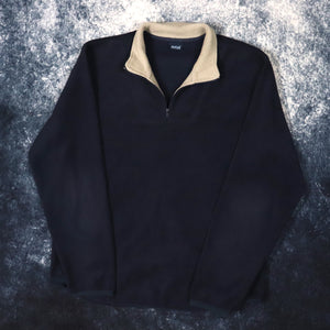 Vintage Navy & Beige 1/4 Zip Fleece | XS