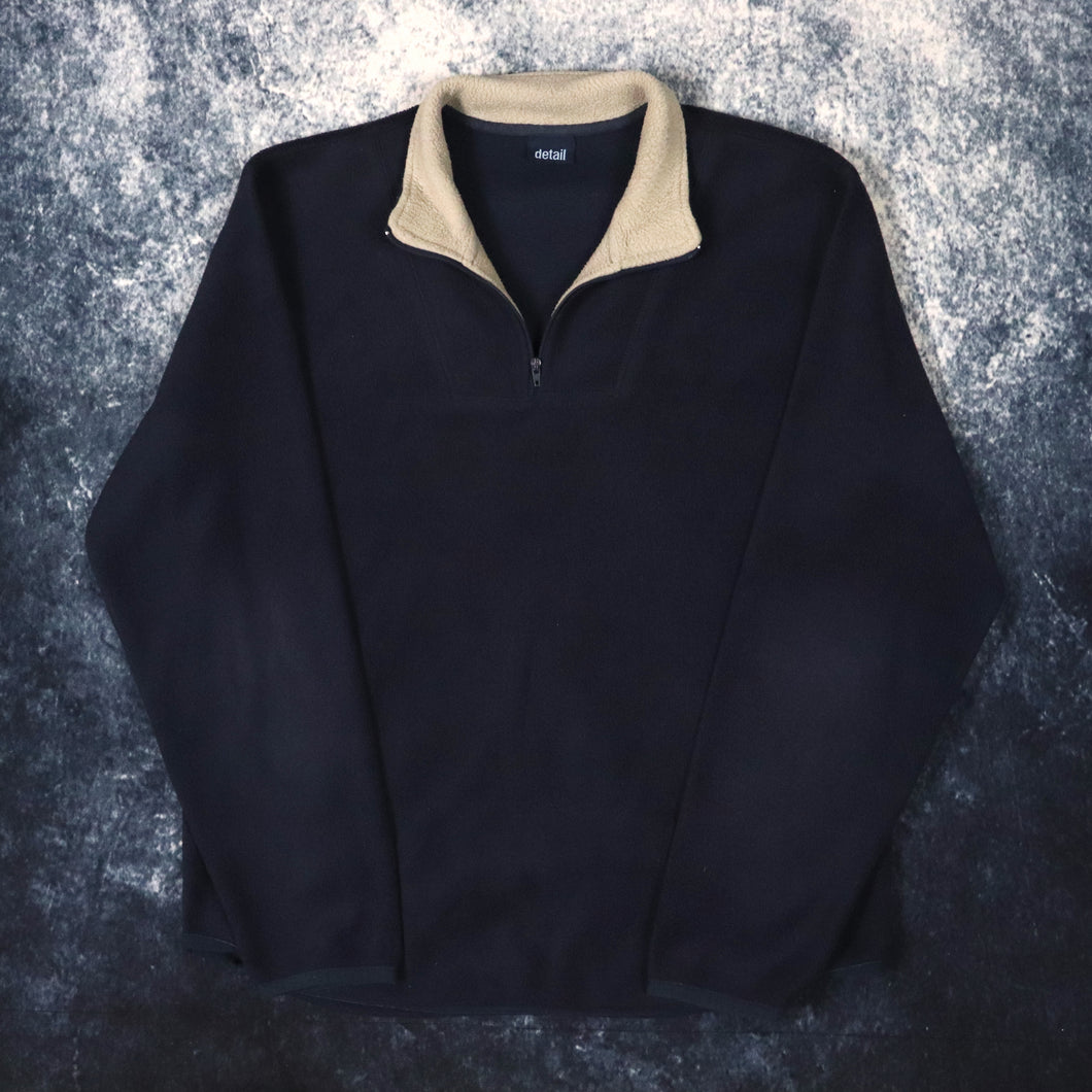 Vintage Navy & Beige 1/4 Zip Fleece | XS