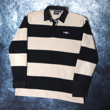 Load image into Gallery viewer, Vintage Oatmeal &amp; Black Stripy Guinness Collared Fleece Sweatshirt | Medium
