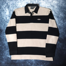 Load image into Gallery viewer, Vintage Oatmeal &amp; Black Stripy Guinness Collared Fleece Sweatshirt | Medium
