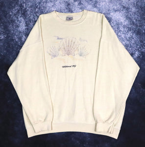 Vintage Pastel Yellow Wildwood Shell Print Sweatshirt | 4XL