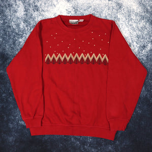 Vintage Red Frabjous Originals Tree Print Sweatshirt | Small
