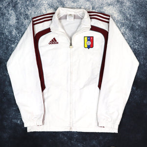 Vintage White & Burgundy Venezuela FC Adidas Windbreaker Jacket | Small