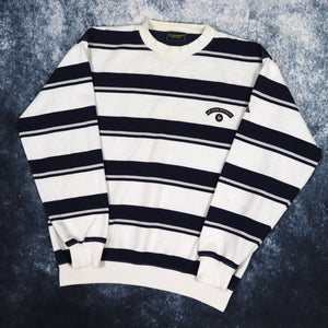 Vintage White & Navy Stripy Le Coq Sportif Sweatshirt | Small