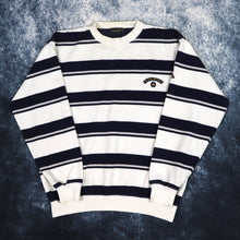 Load image into Gallery viewer, Vintage White &amp; Navy Stripy Le Coq Sportif Sweatshirt | Small
