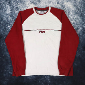 Vintage White & Red Fila Sweatshirt | Small