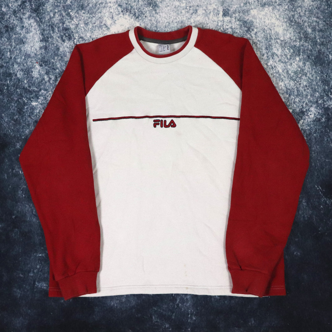 Vintage White & Red Fila Sweatshirt | Small