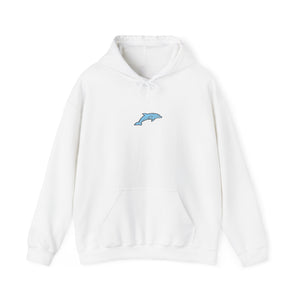 White Dolpin Print Hoodie