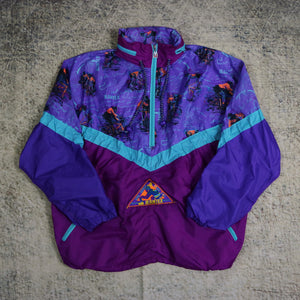 Vintage 90's Purple & Teal Jeantex Half Zip Windbreaker Jacket | Large