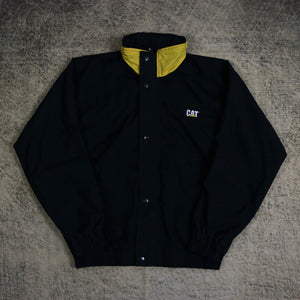 Vintage 90's Black & Yellow Caterpillar Windbreaker Jacket | XL