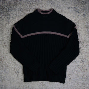 Vintage 90's Black & Brown Fabio High Neck Jumper | Small