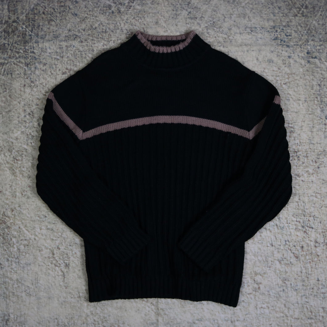 Vintage 90's Black & Brown Fabio High Neck Jumper | Small