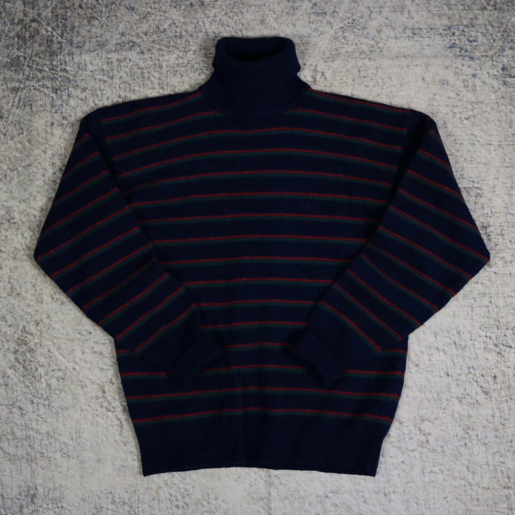 Vintage 90's Striped Maine New England Turtle Neck Jumper | Small