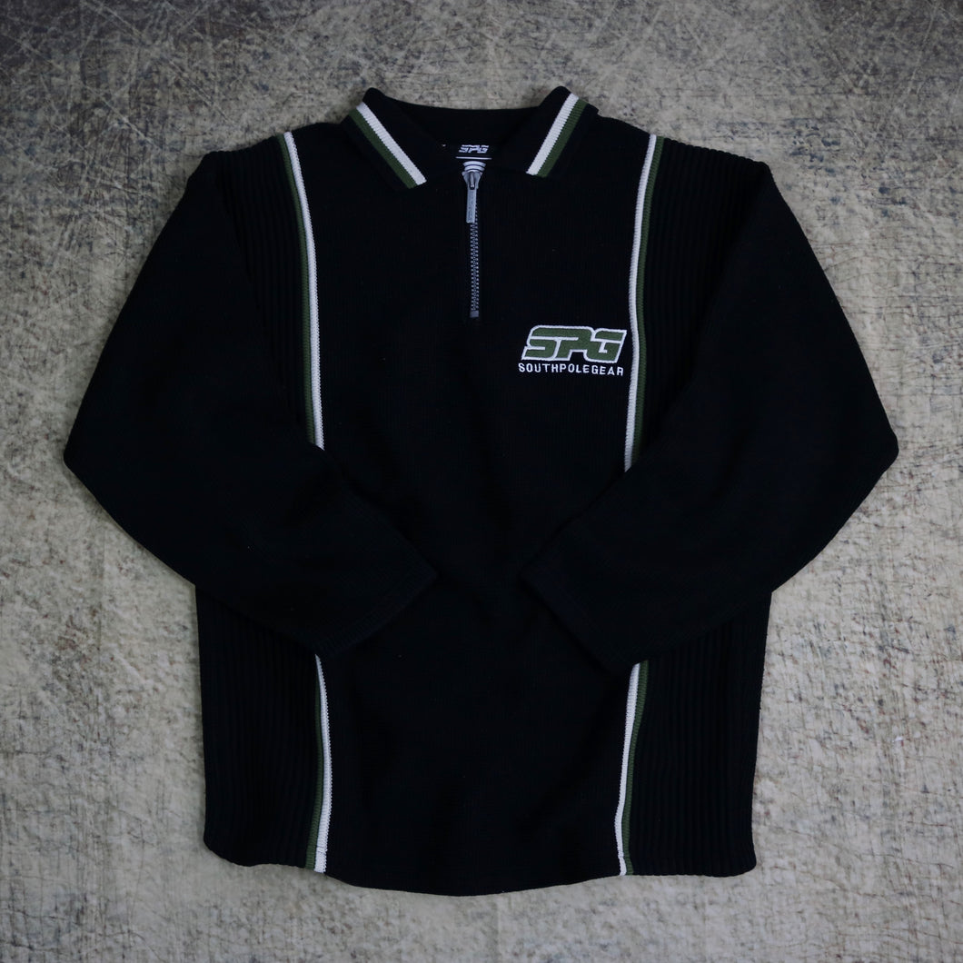 Vintage 90's Black Southpole Gear 1/4 Zip Polo Jumper | XL