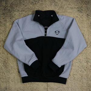 Vintage 90's Black & Grey Nike Reversible 1/4 Zip Fleece Jacket | Small